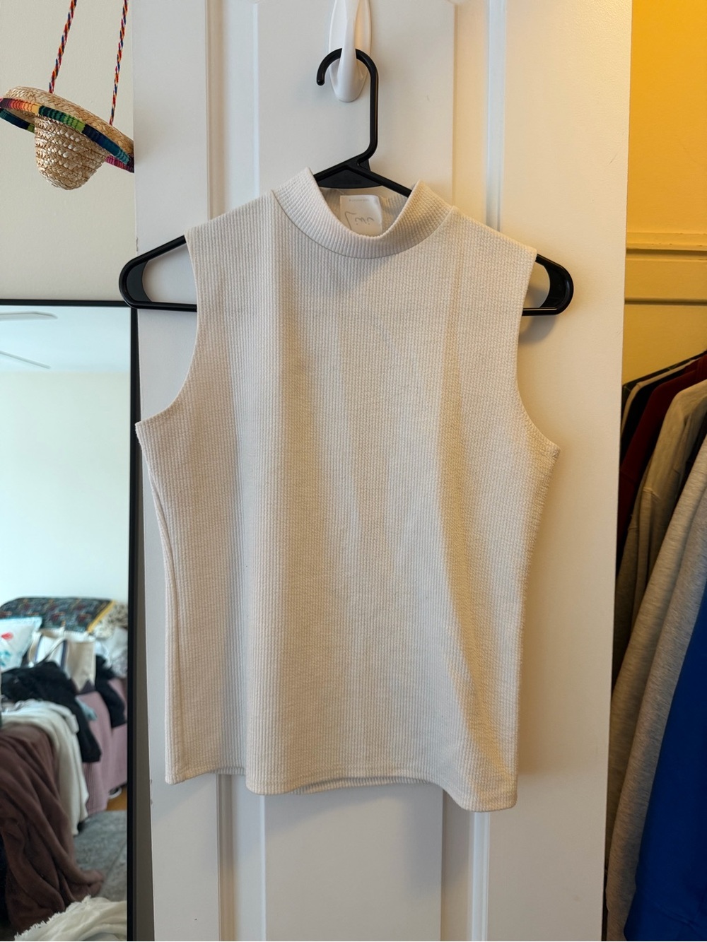 Olivia Rae Ribbed Mock Neck Tank - Cream
